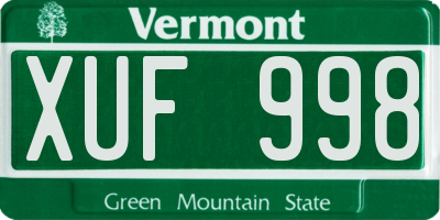 VT license plate XUF998