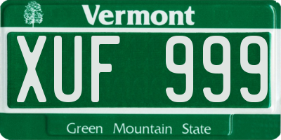 VT license plate XUF999