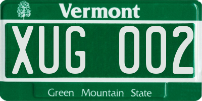 VT license plate XUG002