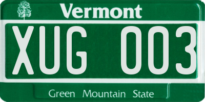 VT license plate XUG003