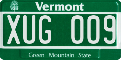 VT license plate XUG009