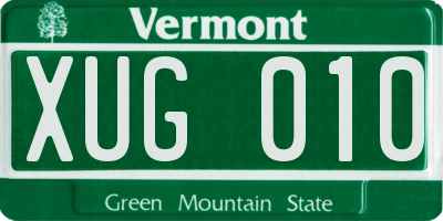 VT license plate XUG010