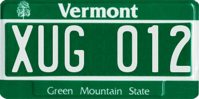 VT license plate XUG012