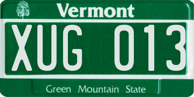 VT license plate XUG013