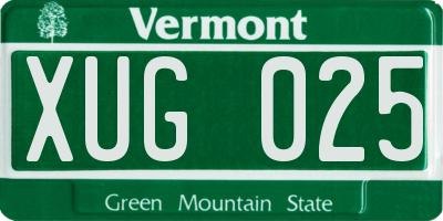 VT license plate XUG025