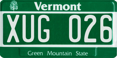 VT license plate XUG026
