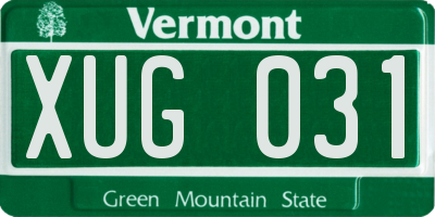 VT license plate XUG031