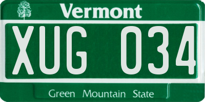 VT license plate XUG034