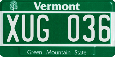 VT license plate XUG036