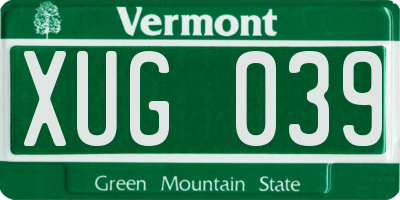 VT license plate XUG039