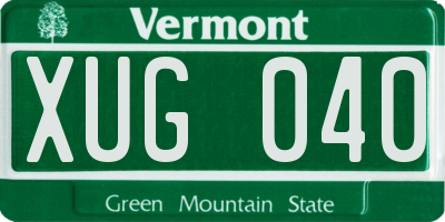 VT license plate XUG040