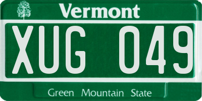 VT license plate XUG049