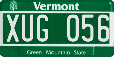 VT license plate XUG056