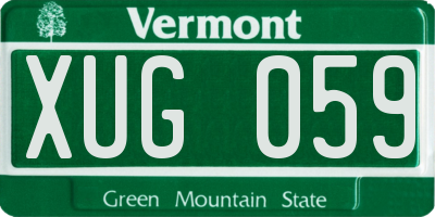 VT license plate XUG059