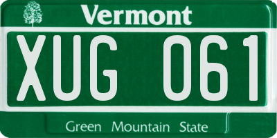 VT license plate XUG061