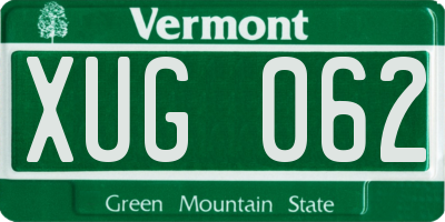 VT license plate XUG062