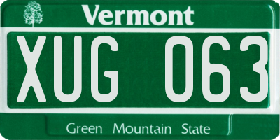 VT license plate XUG063
