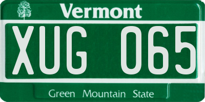 VT license plate XUG065