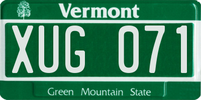 VT license plate XUG071