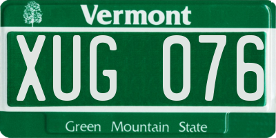 VT license plate XUG076