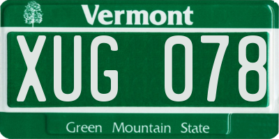 VT license plate XUG078