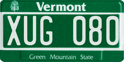 VT license plate XUG080