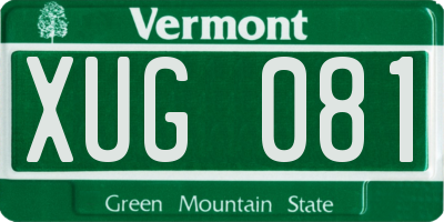 VT license plate XUG081