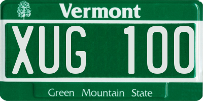 VT license plate XUG100