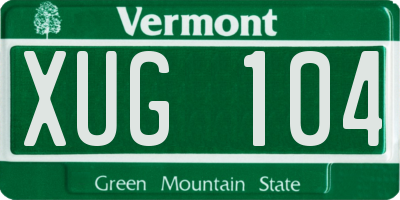VT license plate XUG104