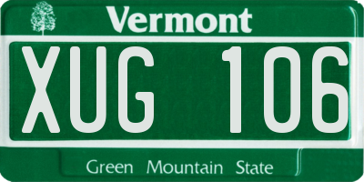 VT license plate XUG106