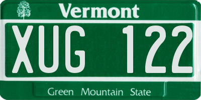 VT license plate XUG122
