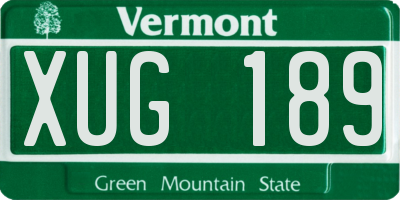 VT license plate XUG189