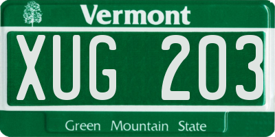 VT license plate XUG203