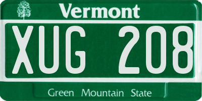 VT license plate XUG208
