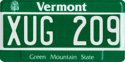 VT license plate XUG209
