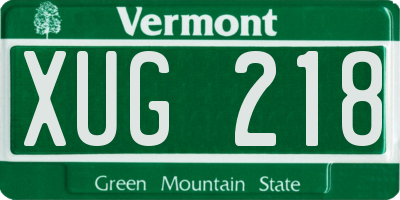 VT license plate XUG218