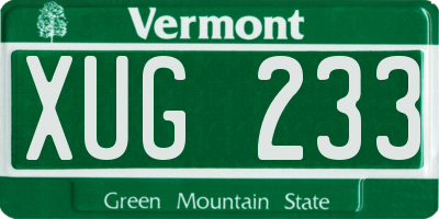 VT license plate XUG233