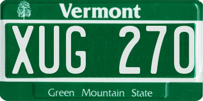 VT license plate XUG270