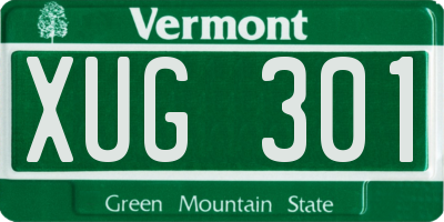 VT license plate XUG301