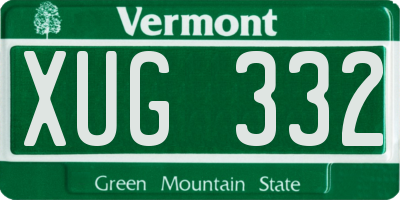 VT license plate XUG332