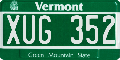 VT license plate XUG352