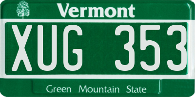 VT license plate XUG353