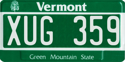 VT license plate XUG359