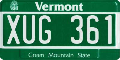 VT license plate XUG361