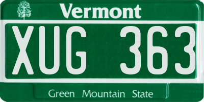 VT license plate XUG363