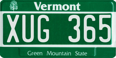 VT license plate XUG365