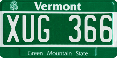 VT license plate XUG366