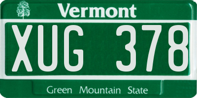 VT license plate XUG378