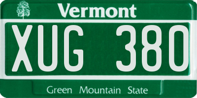 VT license plate XUG380