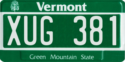VT license plate XUG381
